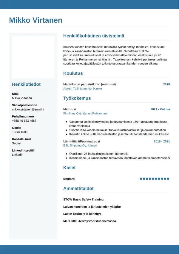 CV-pohja — Tyyli 9