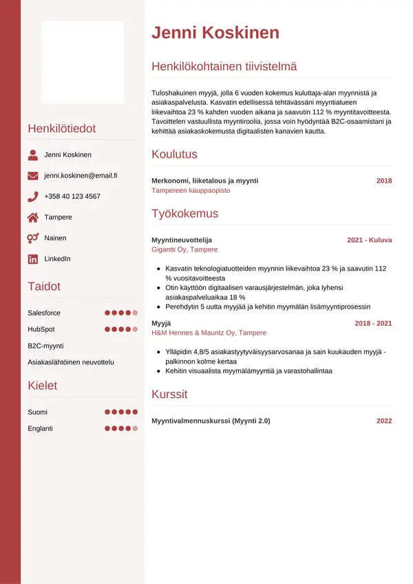 CV-pohja — Tyyli 10