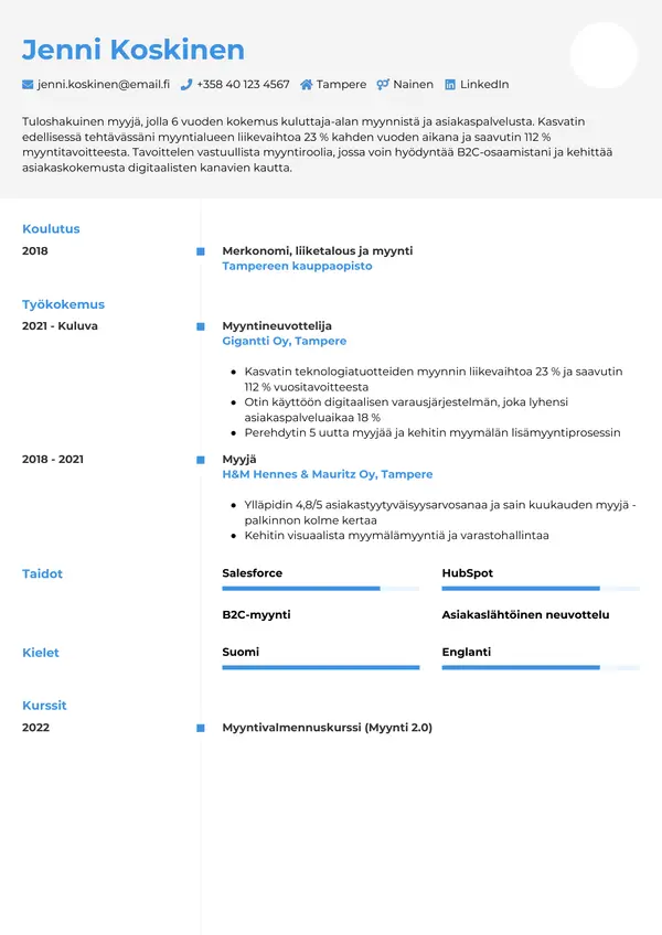 CV-pohja — Tyyli 2