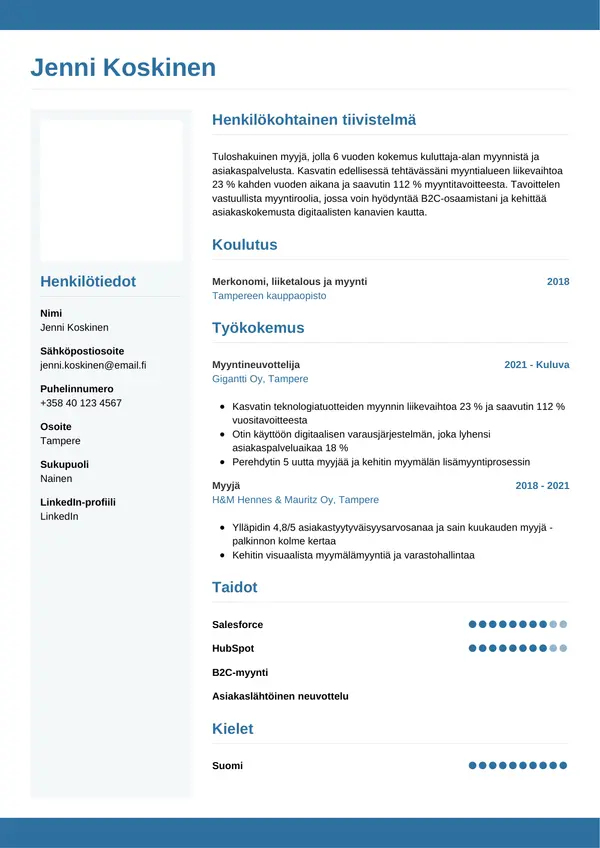 CV-pohja — Tyyli 9