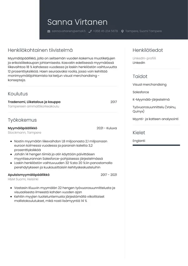 CV-pohja — Tyyli 1