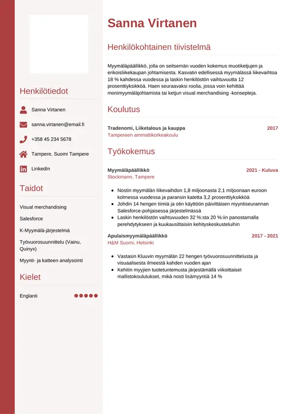 CV-pohja — Tyyli 10