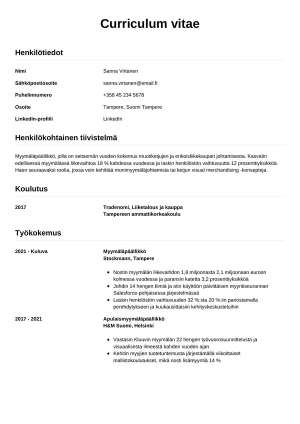 CV-pohja — Tyyli 12