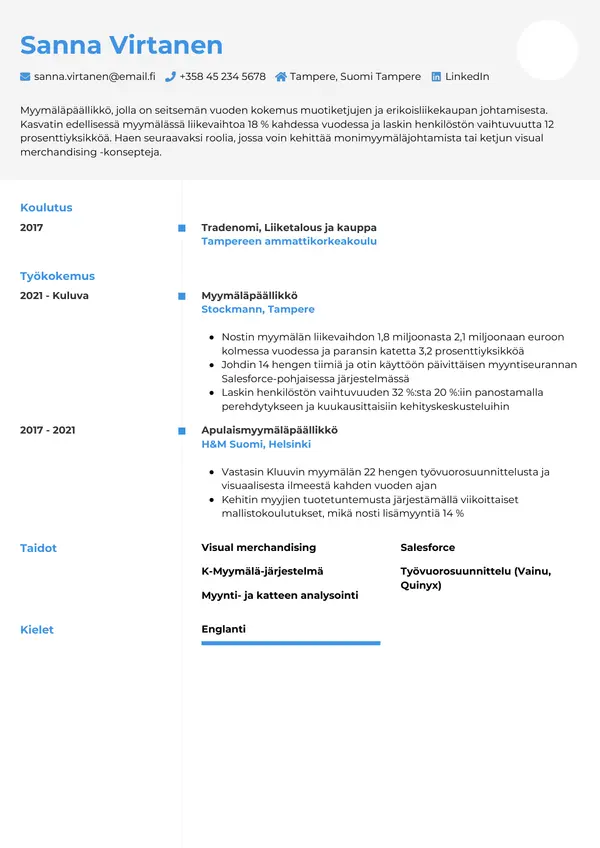 CV-pohja — Tyyli 2