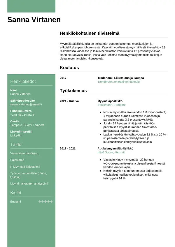 CV-pohja — Tyyli 8