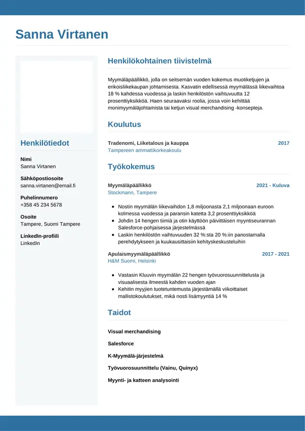 CV-pohja — Tyyli 9