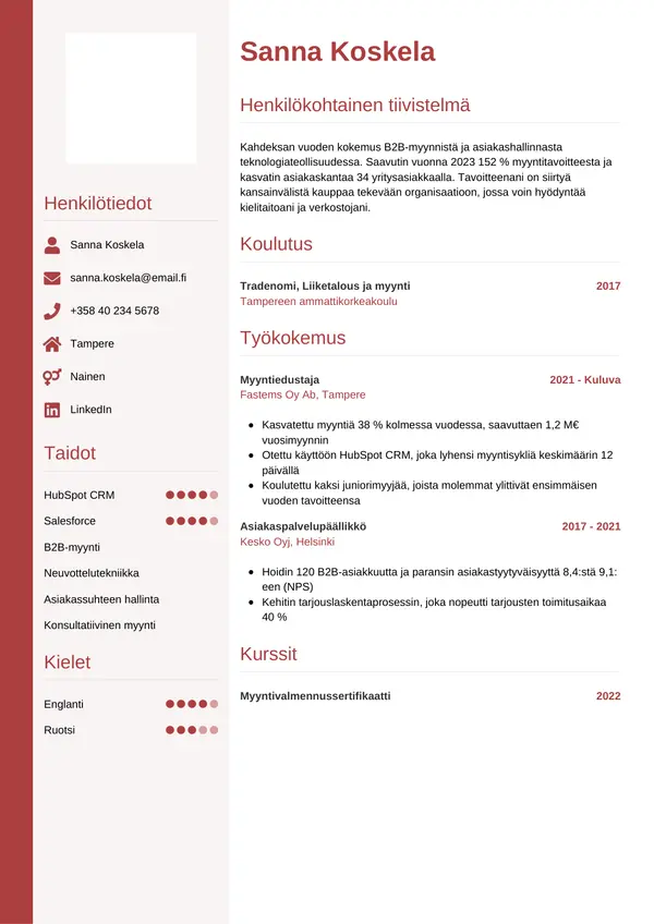 CV-pohja — Tyyli 10