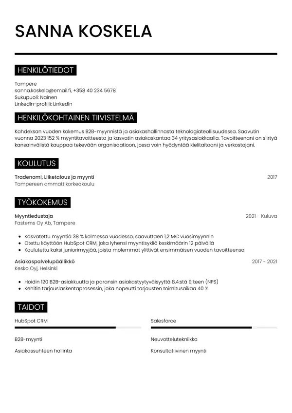 CV-pohja — Tyyli 11