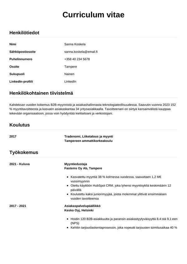 CV-pohja — Tyyli 12