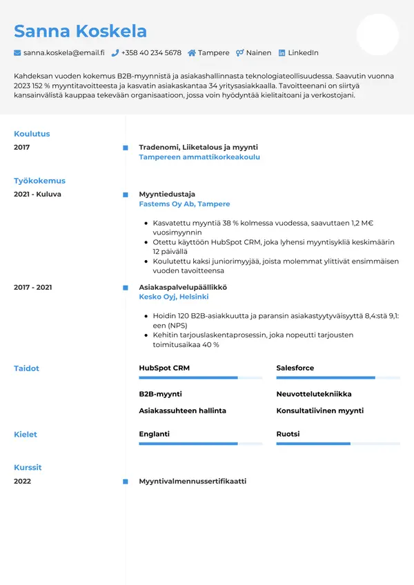 CV template Tyyli 2