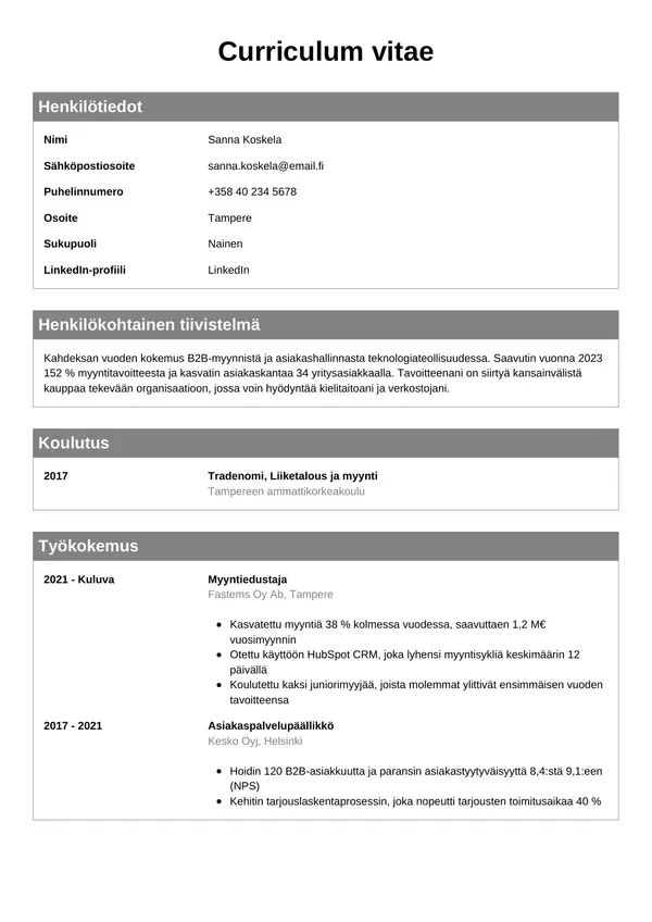 CV-pohja — Tyyli 7