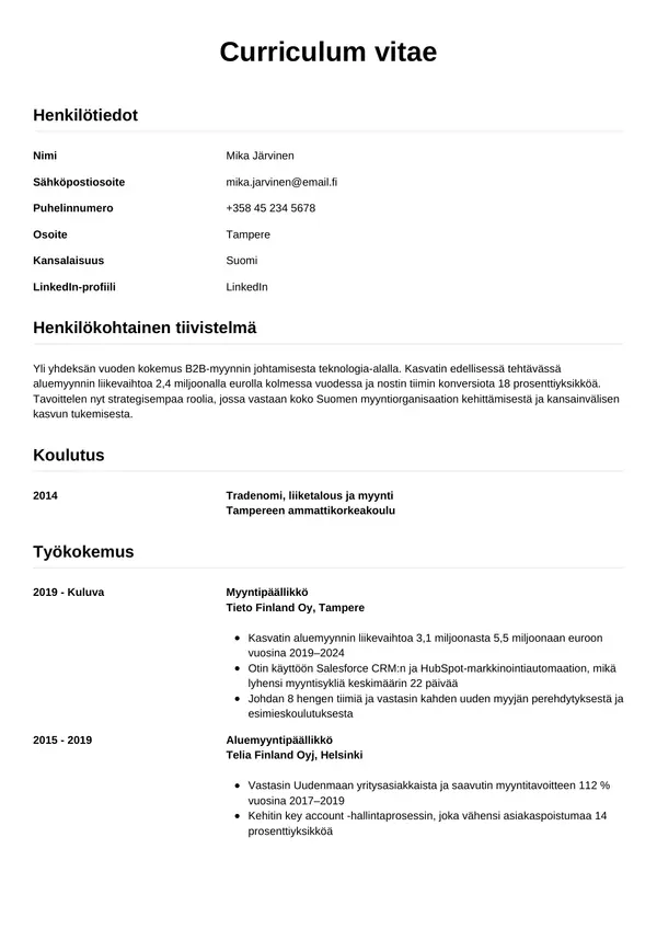 CV-pohja — Tyyli 12