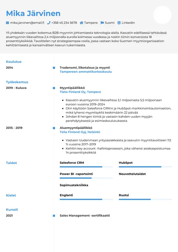 CV-pohja — Tyyli 2
