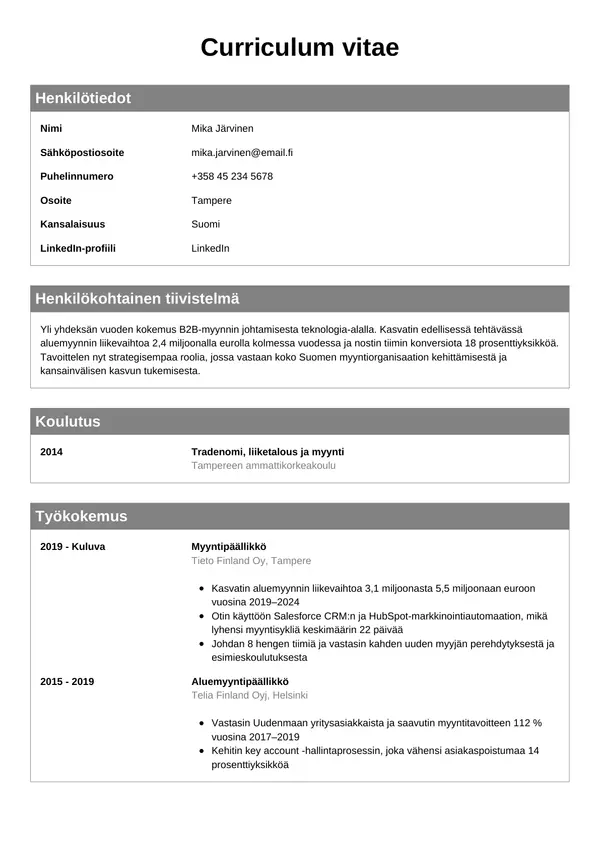 CV-pohja — Tyyli 7