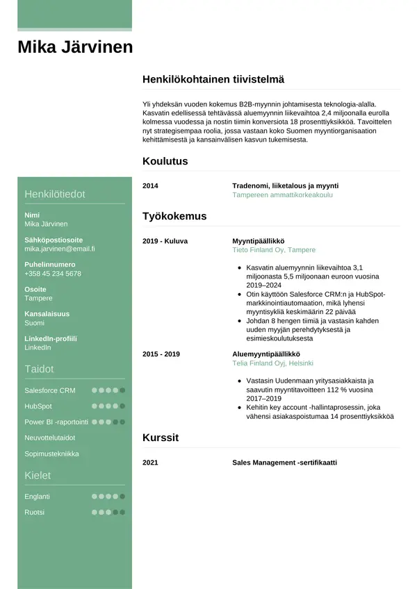 CV-pohja — Tyyli 8