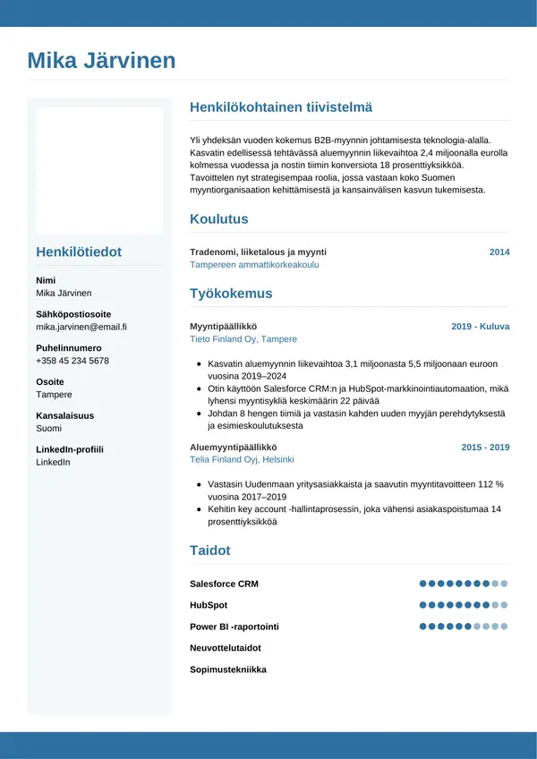 CV-pohja — Tyyli 9