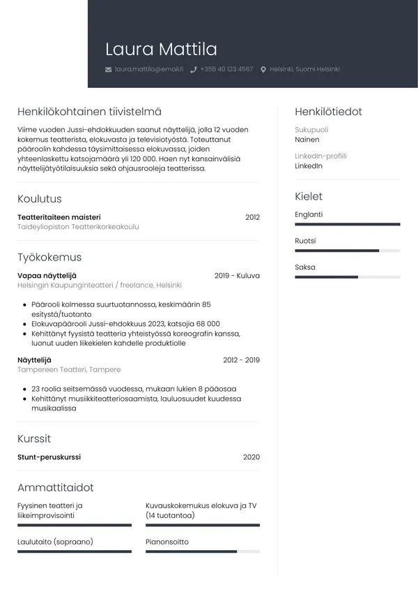 CV-pohja — Tyyli 1