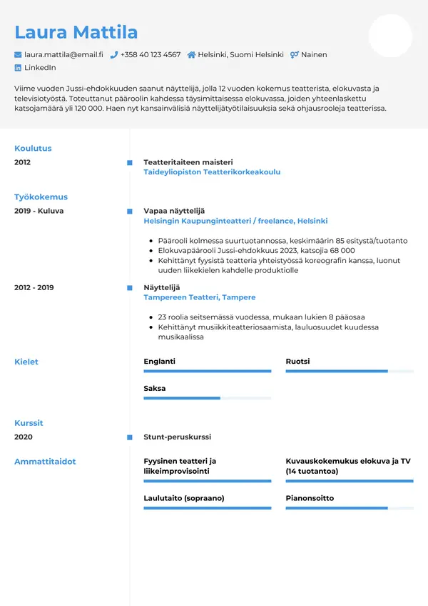 CV-pohja — Tyyli 2