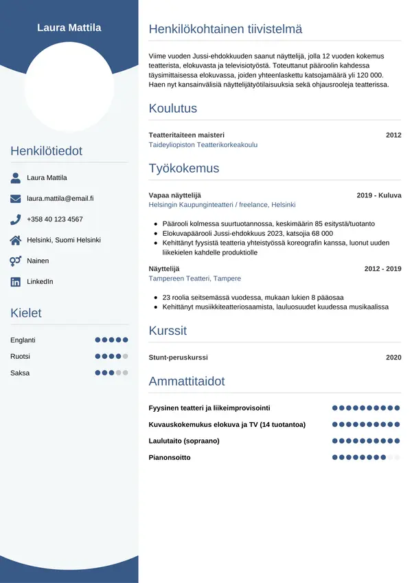 CV-pohja — Tyyli 4