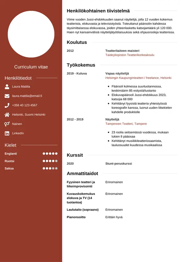 CV-pohja — Tyyli 5