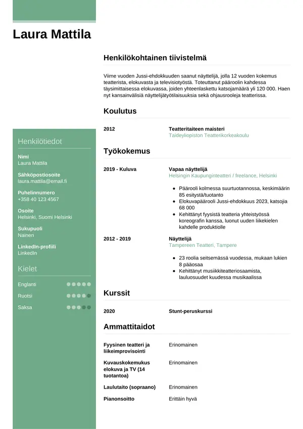 CV-pohja — Tyyli 8