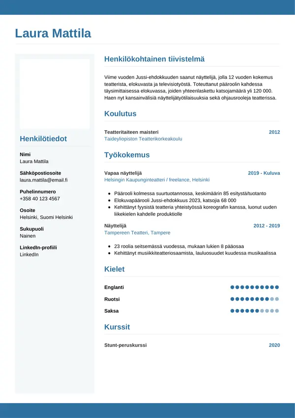 CV-pohja — Tyyli 9