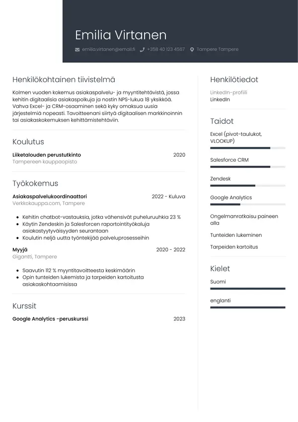 CV-pohja — Tyyli 1