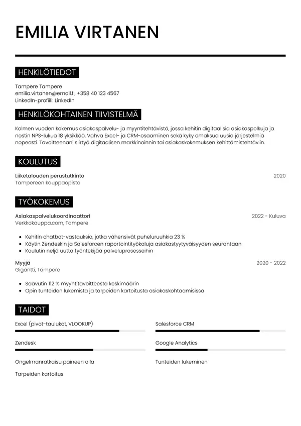 CV-pohja — Tyyli 11
