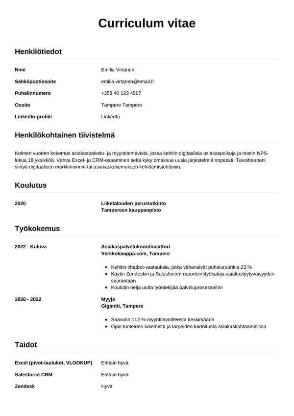 CV-pohja — Tyyli 12