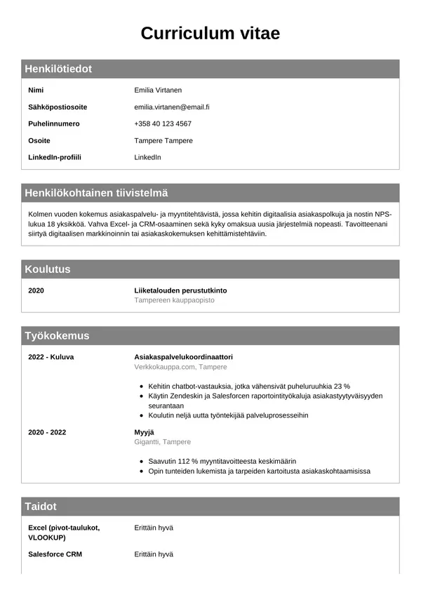 CV-pohja — Tyyli 7
