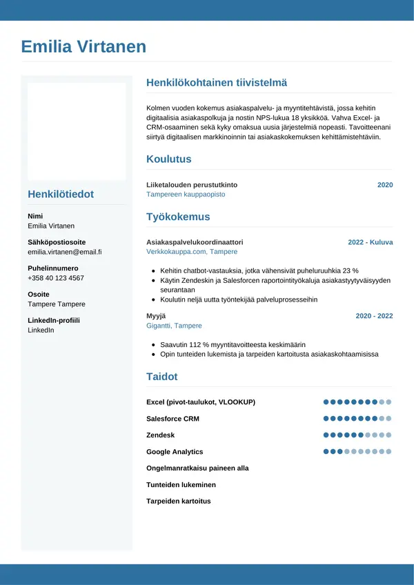 CV-pohja — Tyyli 9