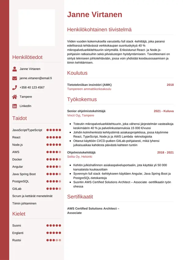 CV-pohja — Tyyli 10