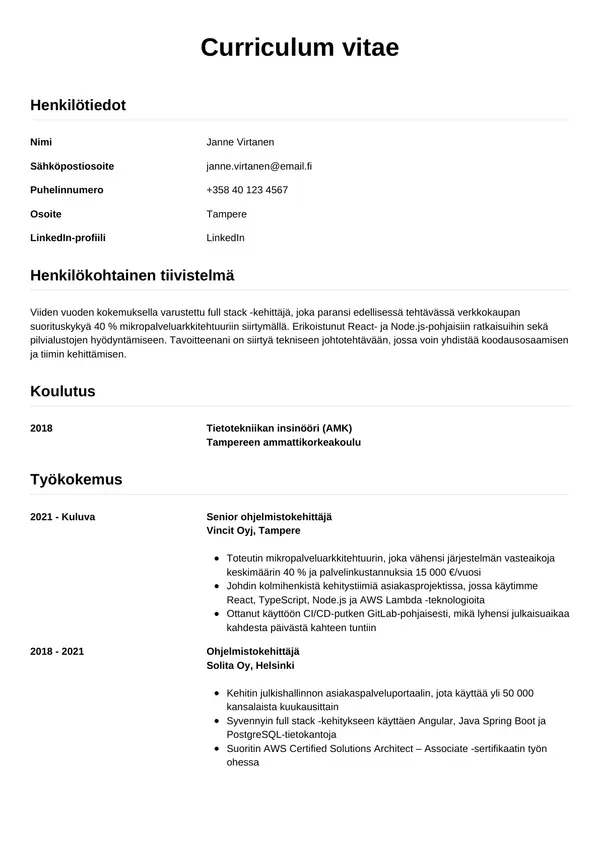 CV-pohja — Tyyli 12