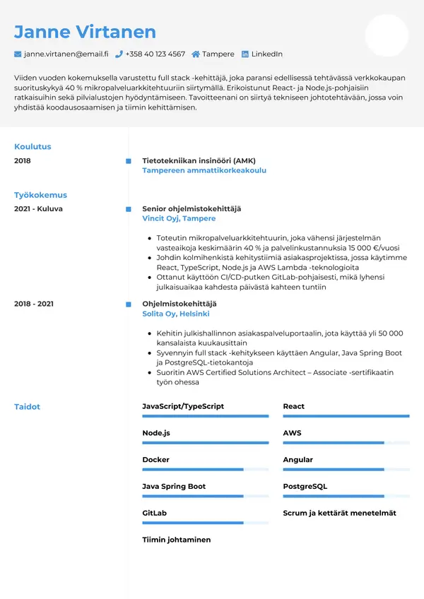 CV-pohja — Tyyli 2