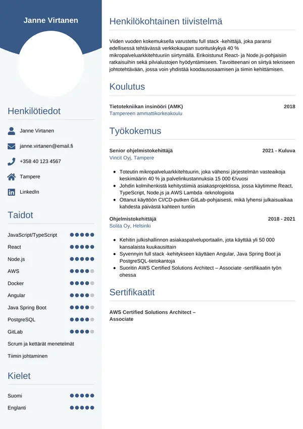 CV-pohja — Tyyli 4