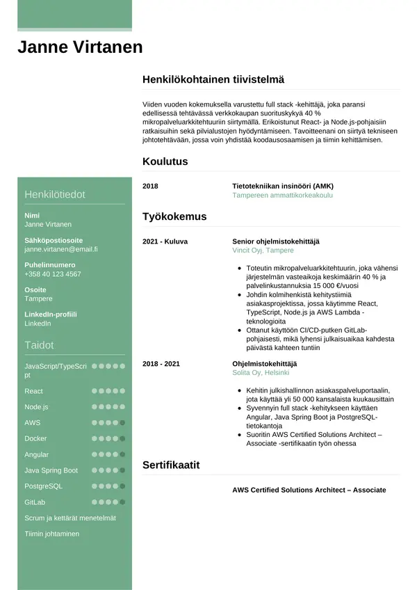 CV-pohja — Tyyli 8