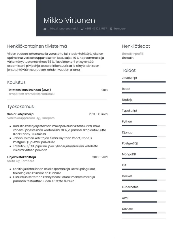 CV-pohja — Tyyli 1