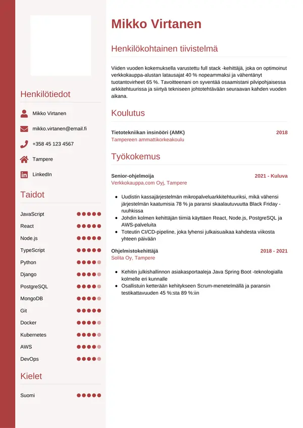 CV-pohja — Tyyli 10