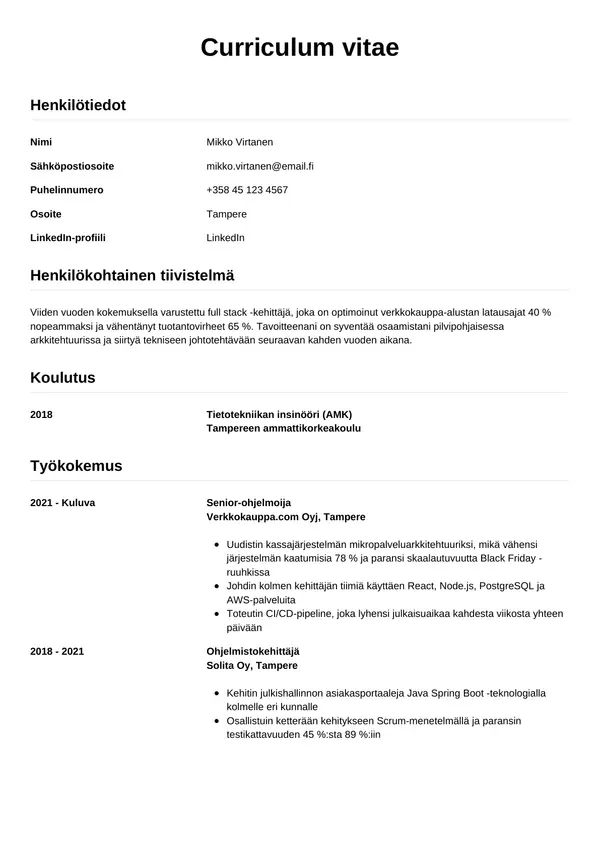 CV-pohja — Tyyli 12