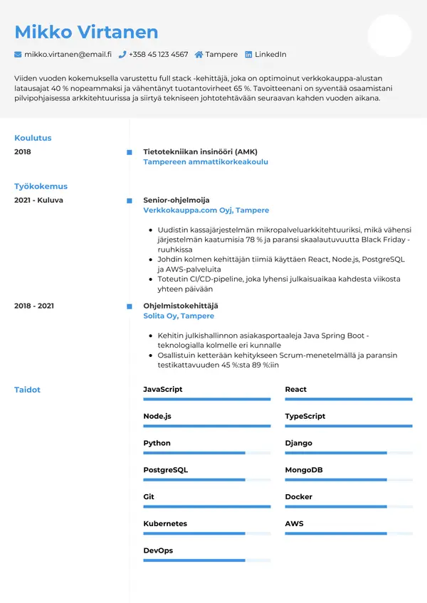 CV-pohja — Tyyli 2