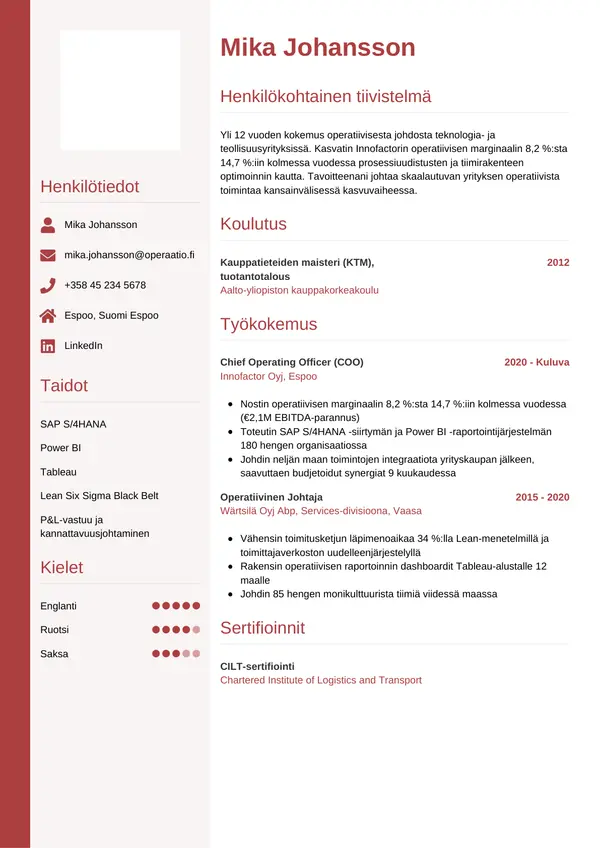 CV-pohja — Tyyli 10