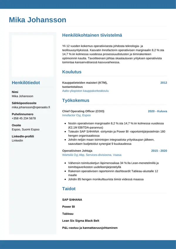 CV-pohja — Tyyli 9