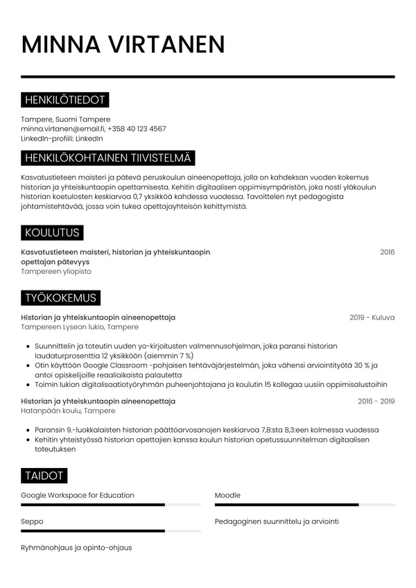 CV-pohja — Tyyli 11