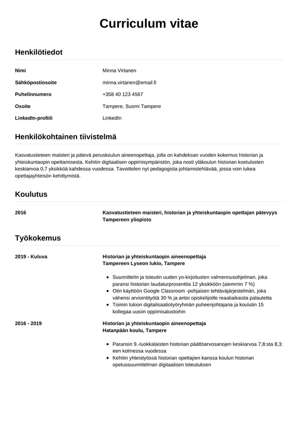 CV-pohja — Tyyli 12