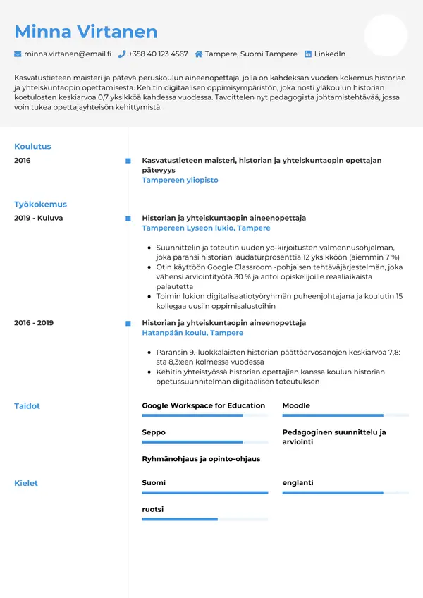 CV template Tyyli 2