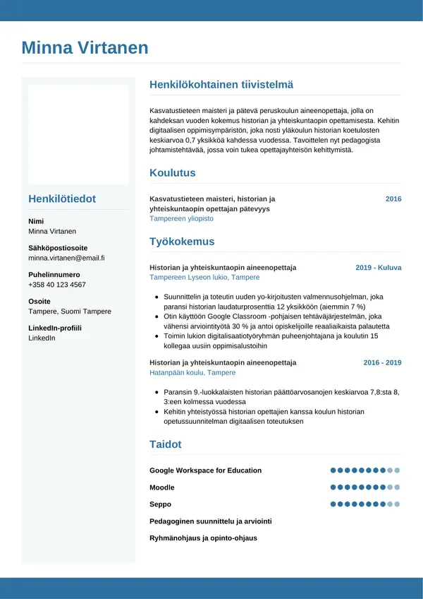 CV-pohja — Tyyli 9