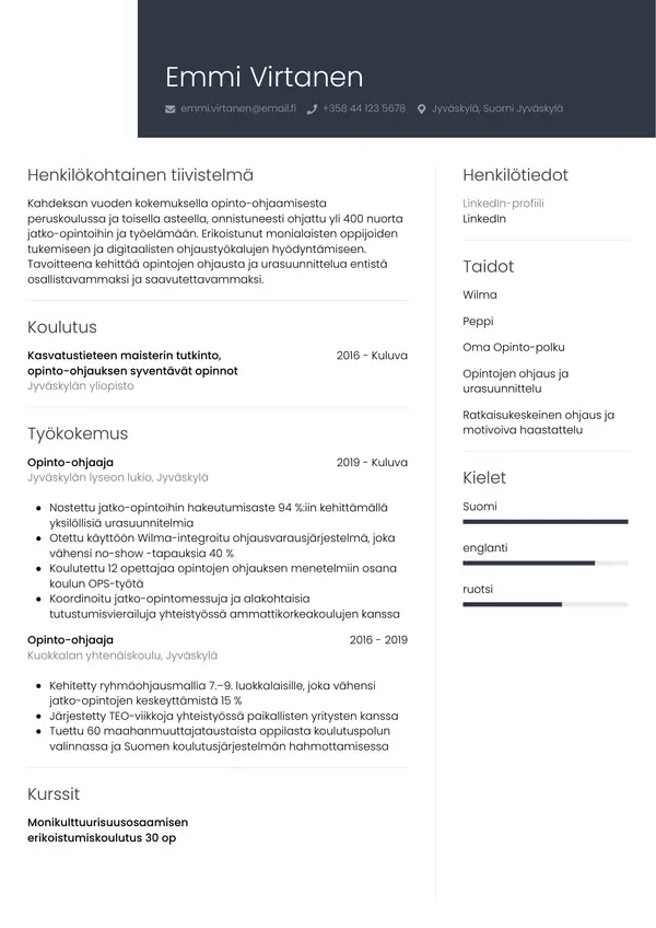 CV-pohja — Tyyli 1