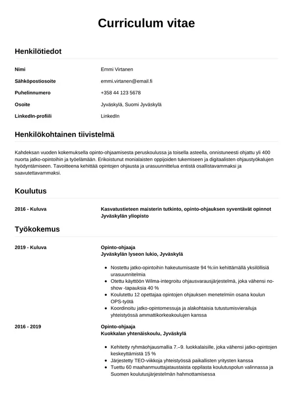 CV-pohja — Tyyli 12