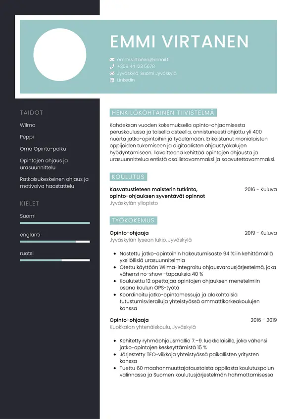 CV-pohja — Tyyli 3