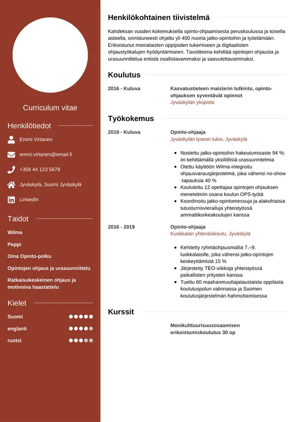CV-pohja — Tyyli 5